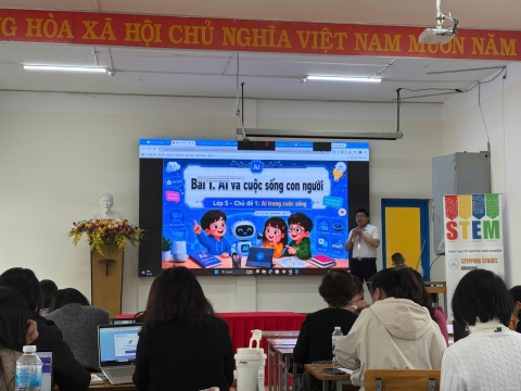 STEPPING STONES EDUCATION Tập huấn về giáo dục STEM và Trí tuệ nhân tạo cho trường tiểu học Nguyễn Trãi - Đà Lạt ngày 12/08/2026