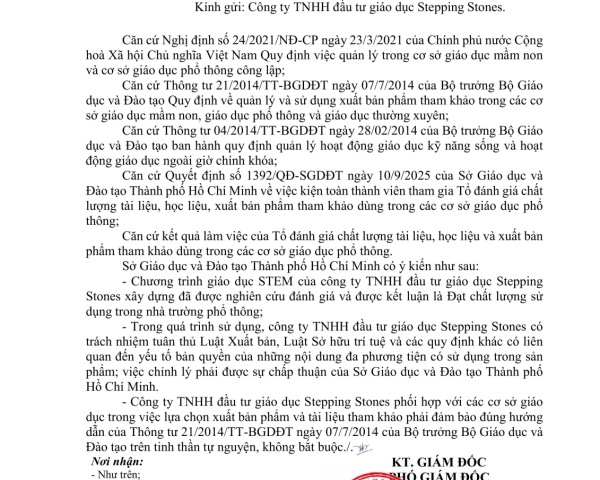 KẾT QUẢ ĐÁNH GIÁ CHẤT LƯỢNG CHƯƠNG TRÌNH STEM