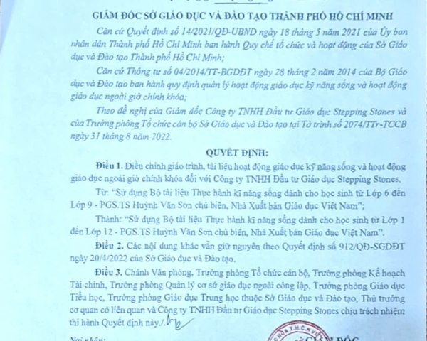 GIẢNG DẠY KỸ NĂNG SỐNG 3 BẬC HỌC